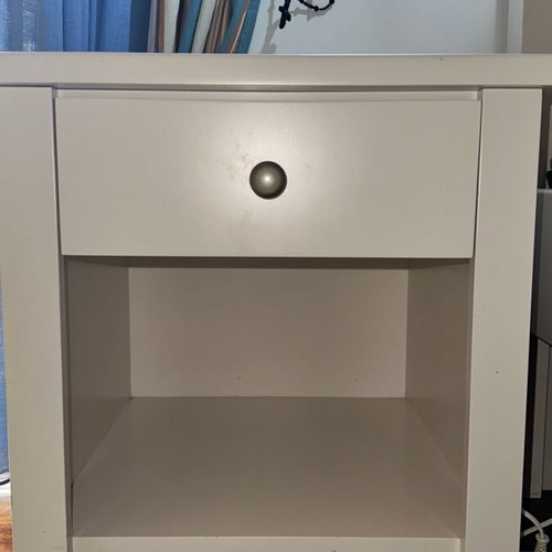 White solid wood nightstand like new with drawer and storage space