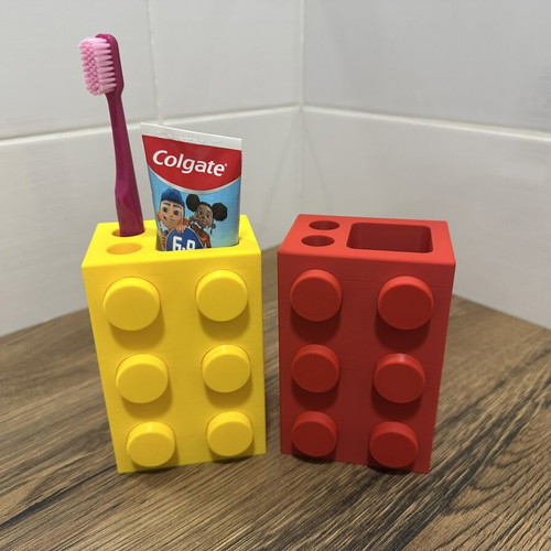 Toothpaste and Toothbrush Holder Lego Brick New