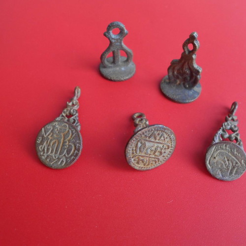 Authentic Ottoman Metal Seals used, set of 5 pieces