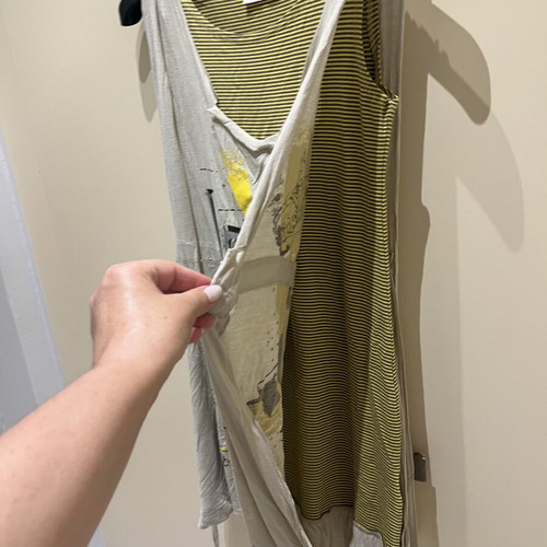 Vivian dress size 12 used, cotton, gray and yellow with prints
