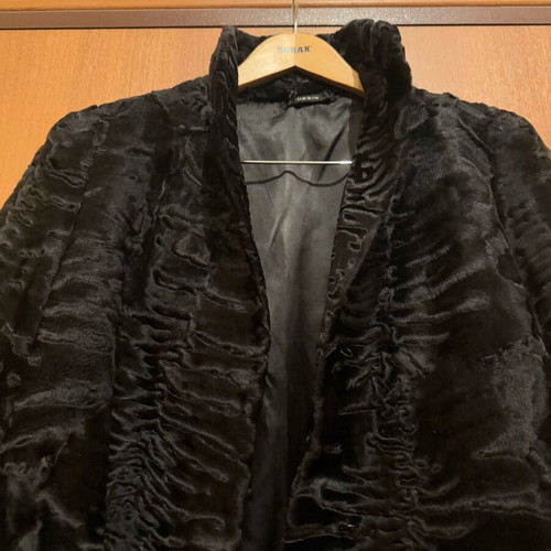 Women's coat natural astrakhan fur size large used, black