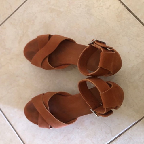 Oysho women's shoes used, size 37, terracotta platform heels