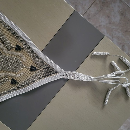 Handmade beaded table runner new 90x27 cm with cord