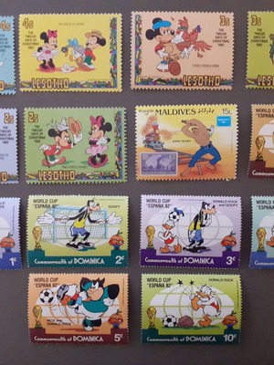 Σετ 14 γραμματοσήμων Walt Disney καινούργια, από διάφορα έτη