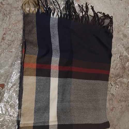 A-Cold-Wall Checked Scarf new, fringed edges, grey and brown