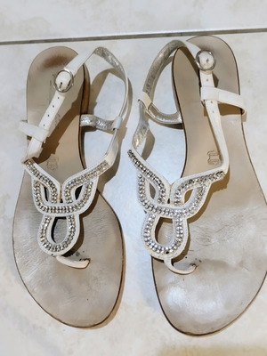 Tsakiris Mallas genuine leather sandals 37 flatforms, white