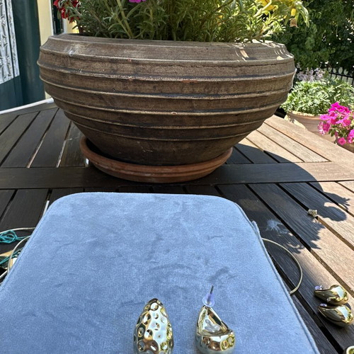 Golden earrings teardrops new with UV plating