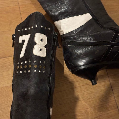 Leather cowboy boots Tsakiris Mallas used, size 42, black with gold