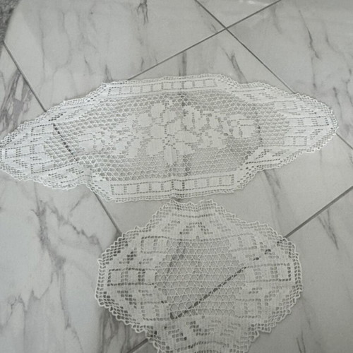 Set of two white handmade doilies like new