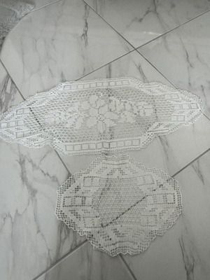 Set of two white handmade doilies like new