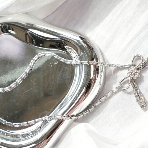 Vintage Miu Miu silver necklace with bow like new