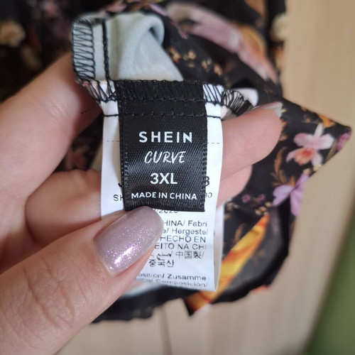 Women's blouse with straps floral pattern Shein like new black multicolor XXXL
