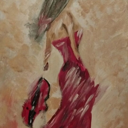 Paintings used, set of 2, medium acrylic