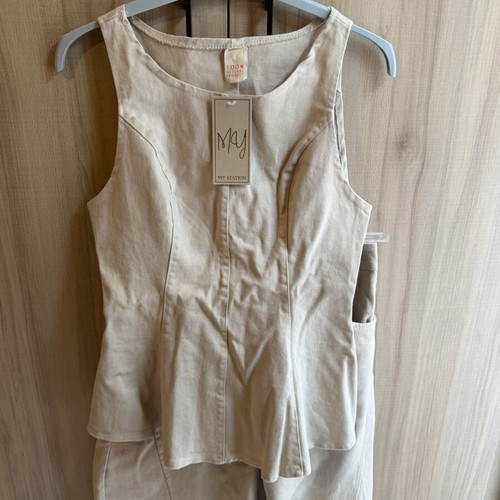 Denim set new, beige, one size