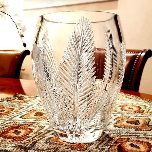 Crystal Vase heavy Bohemia or Rogaska cut lead crystal new