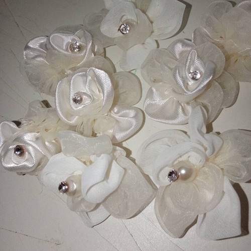 Bridal roses like new, pack of 10 fabric with rhinestone