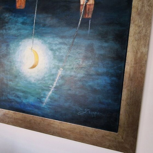Painting on sapphire canvas like new, signed