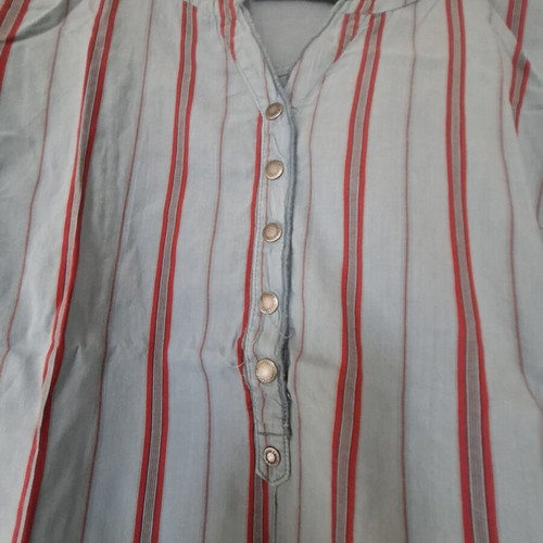 Attrattivo summer shirt used, blue with red stripes and hood