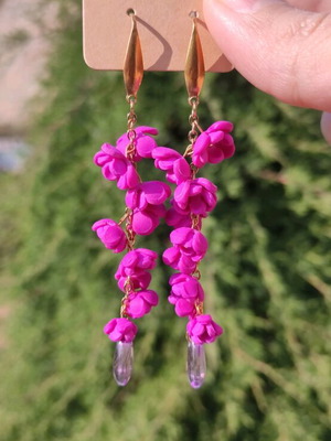 Handmade earrings new, gold color, polymer clay and steel hooks