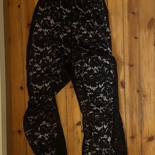 Decoro lace jumpsuit black with blue lining, one size