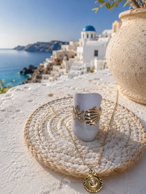 Sea Breeze jewelry set new, white and gold