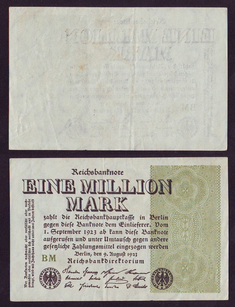 Γερμανία  Germany 1 Million Mark 1923  (Купюры А 0406)
