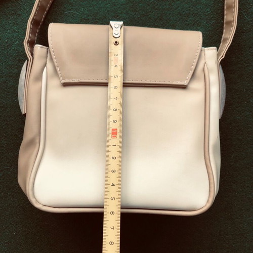Shoulder bag used, beige with adjustable strap