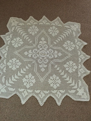 Handmade white crochet tablecloth 64×64cm