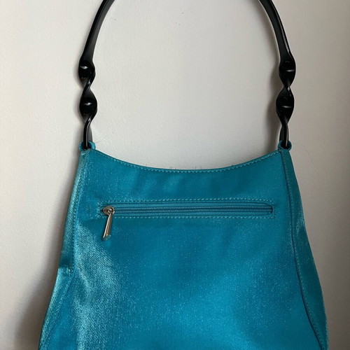 Shoulder bag used turquoise with plastic handle
