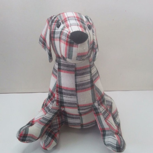 Fabric dog doorstop used