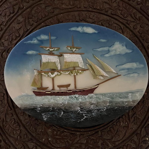 Decorative wall plate with ship like new