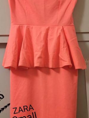 Zara strapless dress orange like new, size S