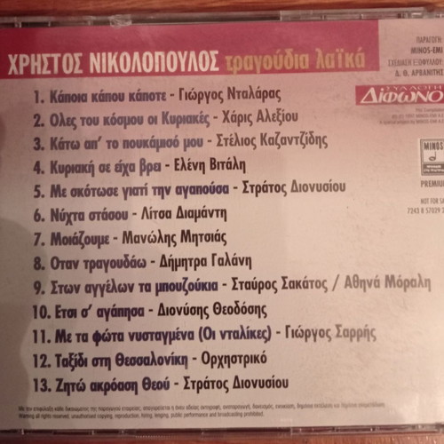 Christos Nikolopoulos Laika Songs in Excellent Condition