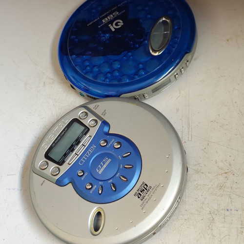 Vintage portable CD players Citizen PCD-2065EE and iQ BBS used for repair or parts