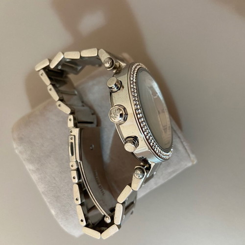 Michael Kors MK5353 Silver Watch with Zirconia Chronograph and Date