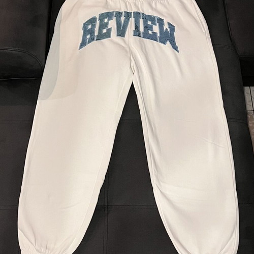 Review unisex sweatpants, white and turquoise, XL