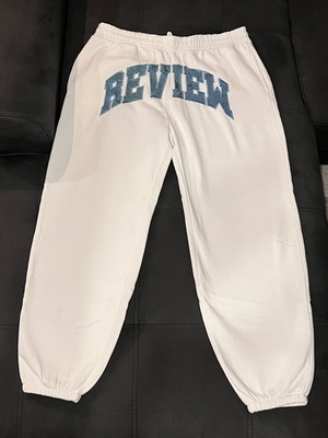 Review unisex sweatpants, white and turquoise, XL