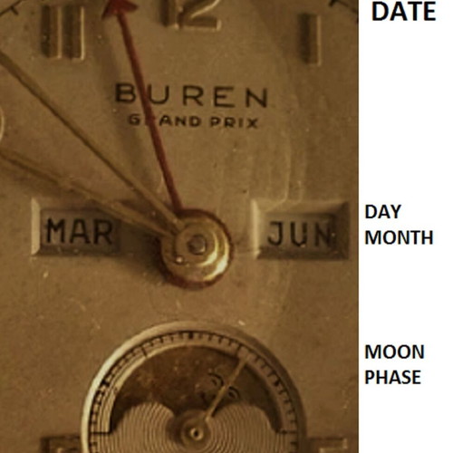 Buren Grand Prix watch used, Swiss complication 50s