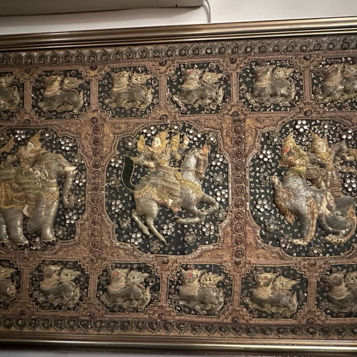 Burmese Tapestry like new, handmade decorative with frame