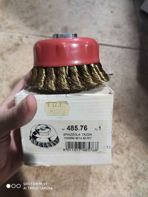 Italian professional wire cup brush 485.76 Spazzola Tazza new