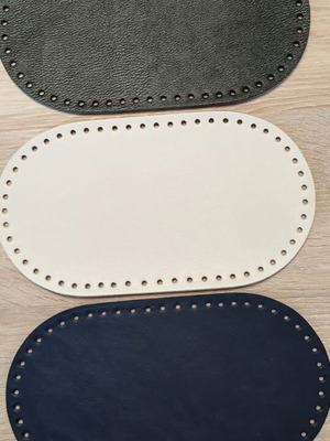 Leather oval base 31x17cm for knitted bag new, beige and black
