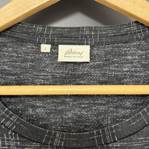 Brioni men's T-shirt, black and grey, cotton and silk