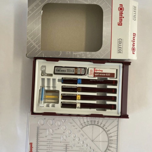 Rotring College Kit new, set of 4 rapidographs with eraser and leads
