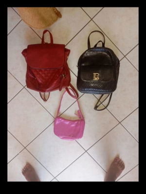 Set of three bags with one cut, black backpack zipper issue