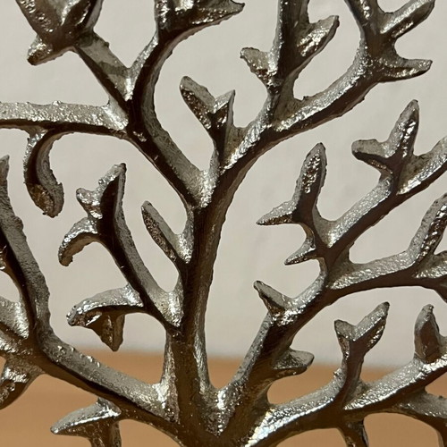 Hand-Cast Metal Tree Sculpture on Wood Base new