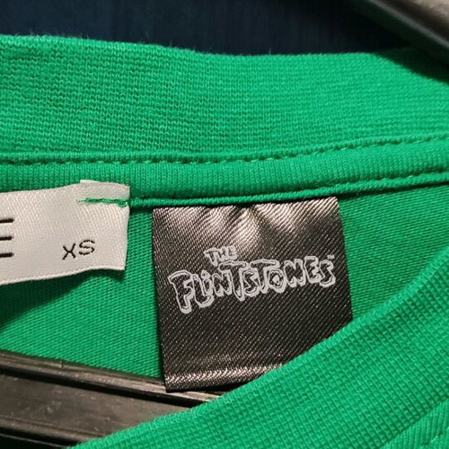 T shirt The Flintstones green, size XS, oversized fit