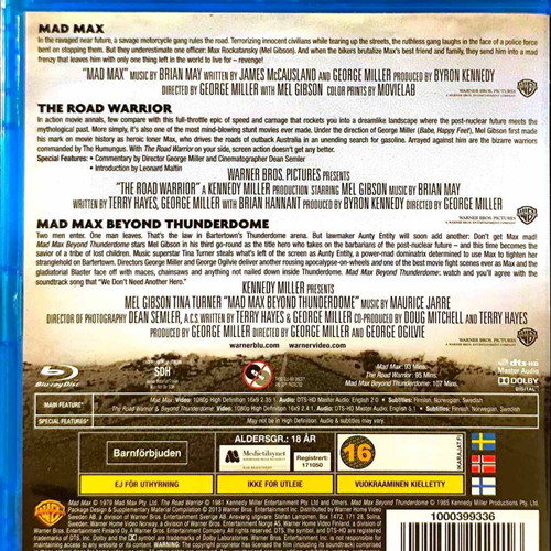 Mad Max Collection Blu-Ray μεταχειρισμένο, σετ 3 δίσκων χωρίς υπότιτλους