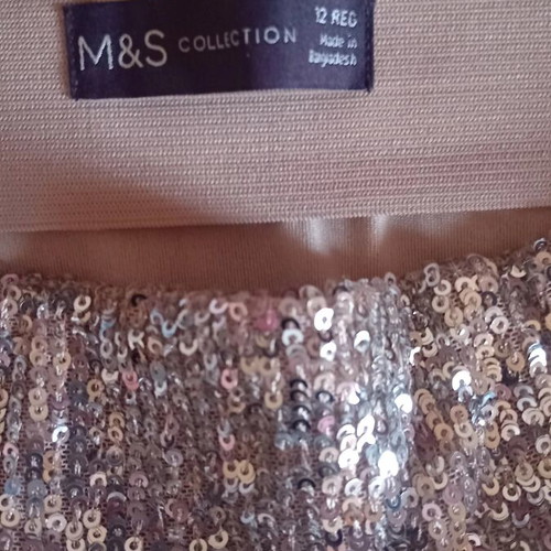 M&S sequin skirt like new, silver, size L