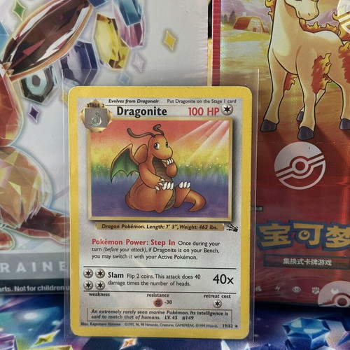 Dragonite Fo 19/62 vintage used Pokemon card