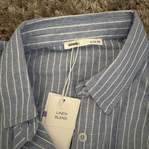 Sinsay Blue Shirt L, Linen Blend, New